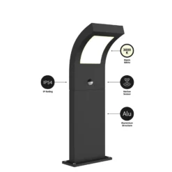 Arcchio LED-Wegelampe Advik, 60 cm, anthrazit, Sensor, IP54
