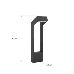 Arcchio LED-Wegeleuchte Kovato, Höhe 60 cm, dunkelgrau, IP65