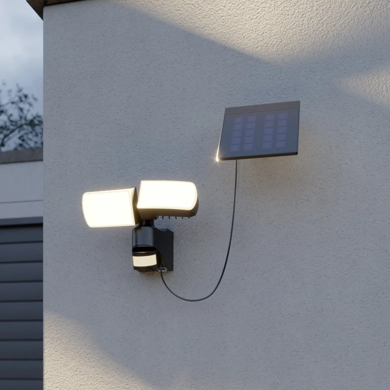 Arcchio Lissano LED-Solar-Wandstrahler mit Sensor