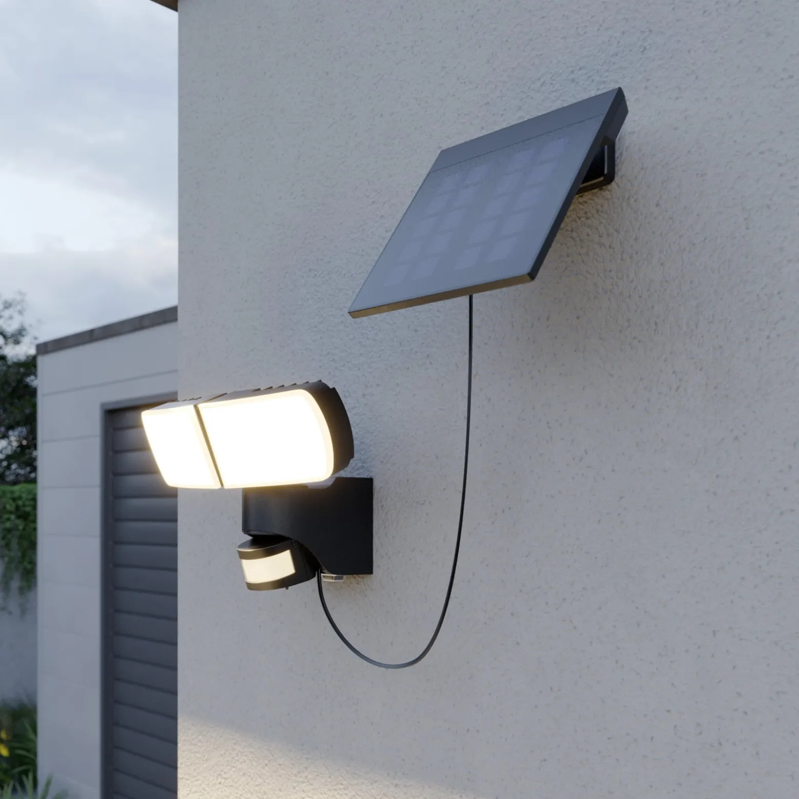 Arcchio Lissano LED-Solar-Wandstrahler mit Sensor