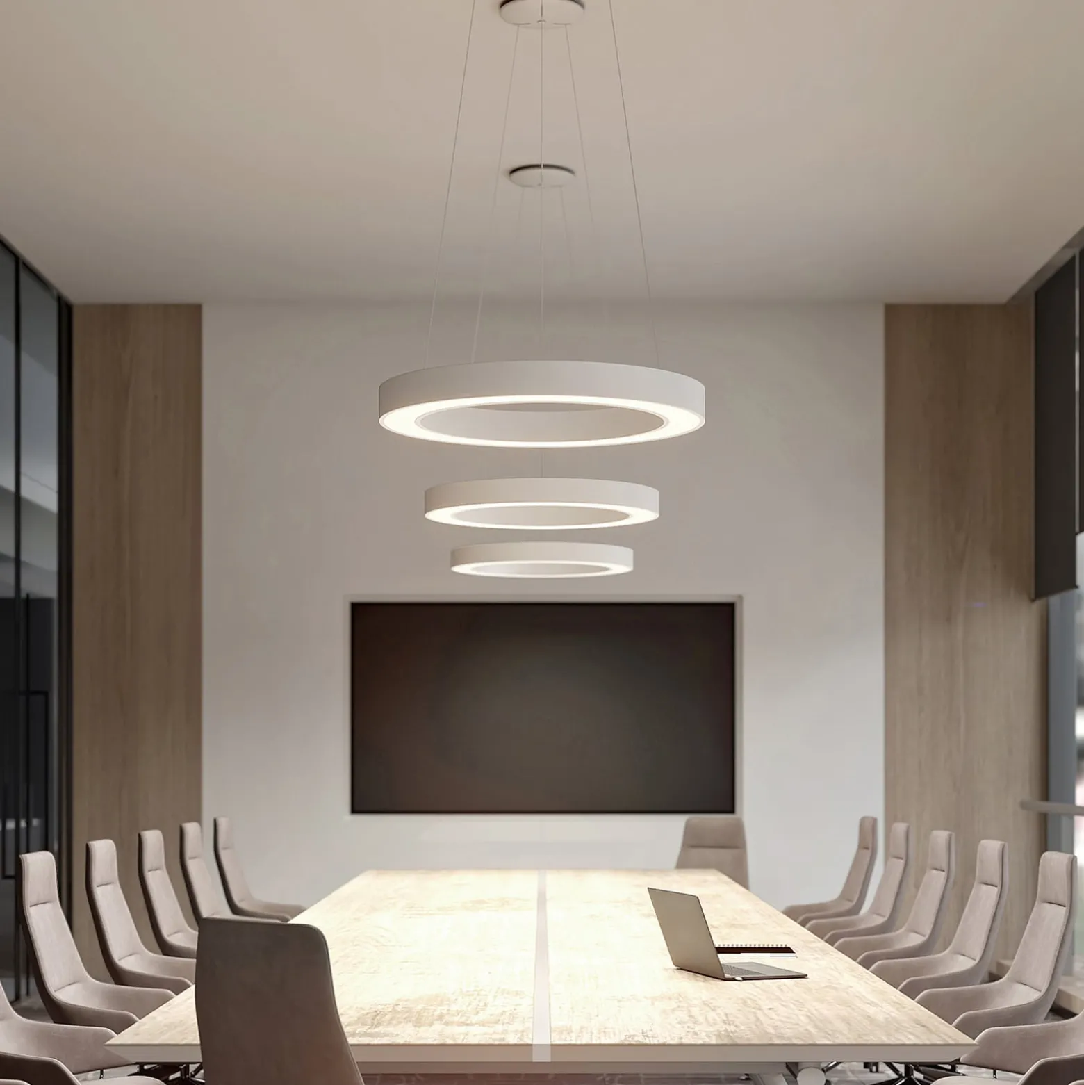 Arcchio Sharelyn LED-Pendelleuchte, Ø 80 cm, weiß, Ring, CCT
