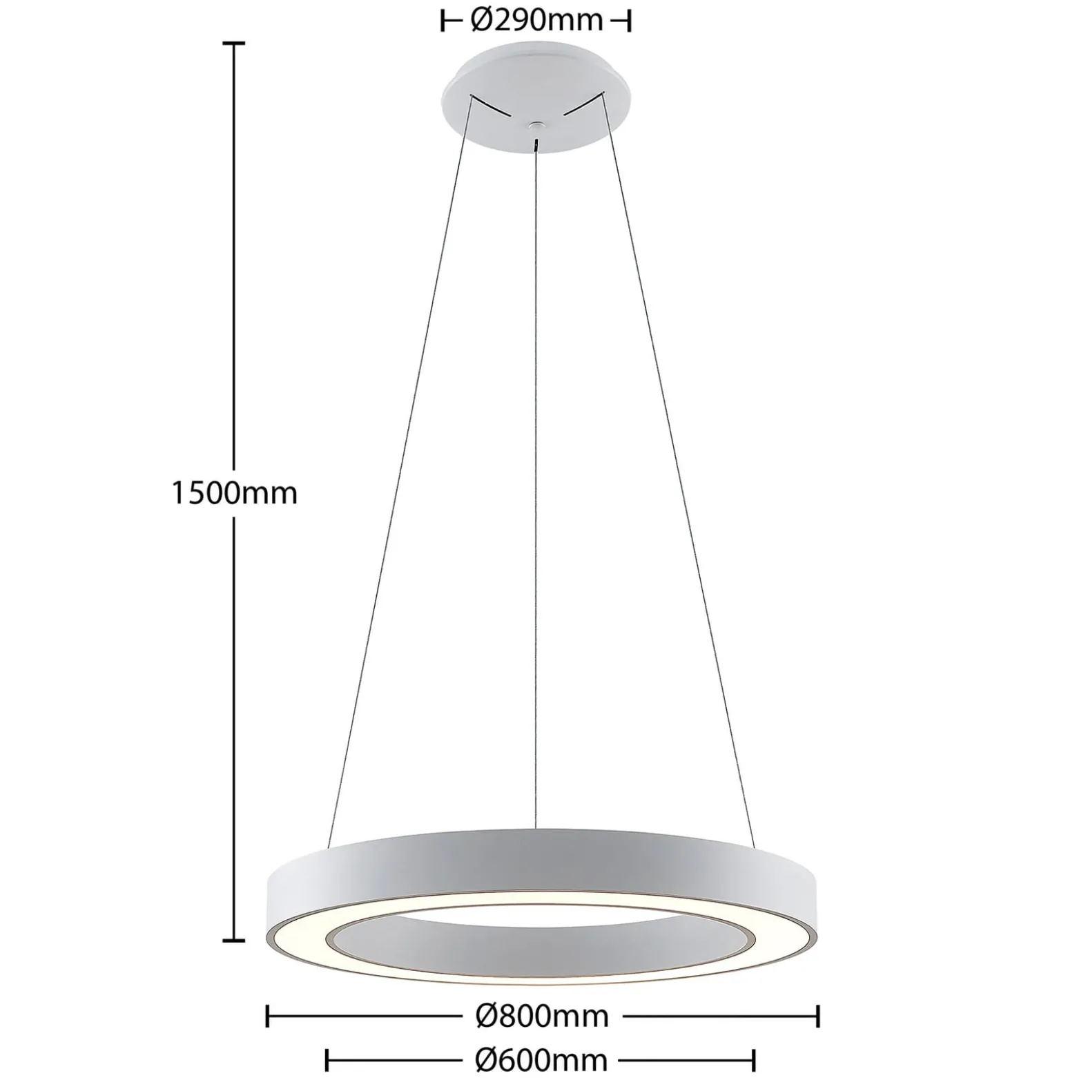 Arcchio Sharelyn LED-Pendelleuchte, Ø 80 cm, weiß, Ring, CCT