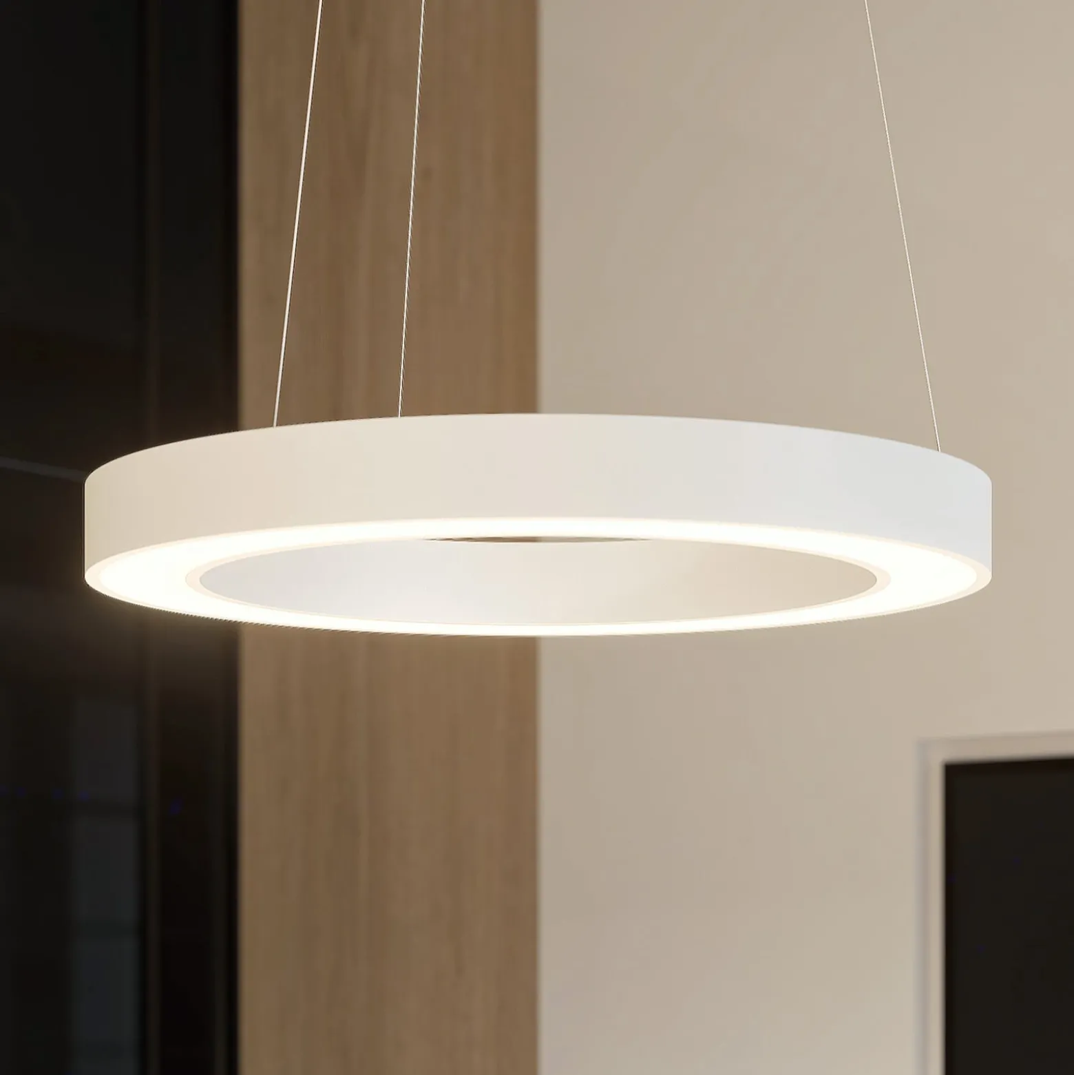 Arcchio Sharelyn LED-Pendelleuchte, Ø 80 cm, weiß, Ring, CCT