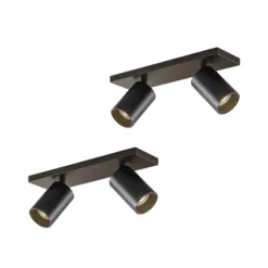 Arcchio Strahler Brinja, 2er-Set, schwarz, eckig, 2-flammig