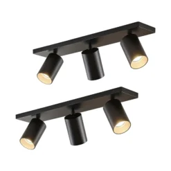 Arcchio Strahler Brinja, 2er-Set, schwarz, eckig, 3-flammig