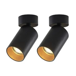 Arcchio Strahler Brinja, 2er-Set, schwarz, rund, Ø 6cm, GU10