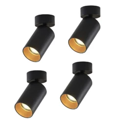 Arcchio Strahler Brinja, 4er-Set, schwarz, rund, Ø 6cm, GU10