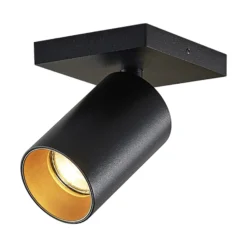 Arcchio Strahler Brinja, schwarz, eckig, Ø 6cm, 1-flg., GU10