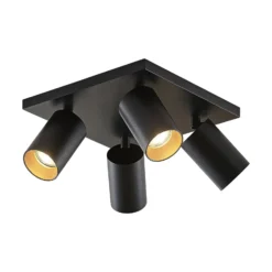 Arcchio Strahler Brinja, schwarz, eckig, Ø 6cm, 4-flg., GU10