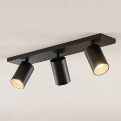 Arcchio Strahler Brinja, schwarz, eckig, Ø 6cm, 3-flg., GU10