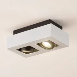 Arcchio Strahler Vince, 25 cm, 2-flammig, weiß/schwarz, GU10