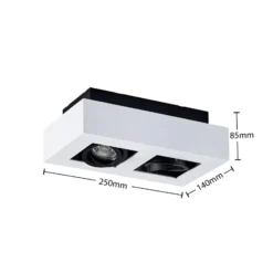 Arcchio Strahler Vince, 25 cm, 2-flammig, weiß/schwarz, GU10