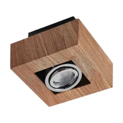 Arcchio Strahler Vince, 14 x 14 cm, holzfarben, Metall, GU10
