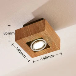 Arcchio Strahler Vince, 14 x 14 cm, holzfarben, Metall, GU10
