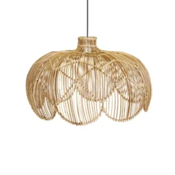 Außenhängeleuchte Belle, Rattan natur, Ø 53 cm, Stecker IP44