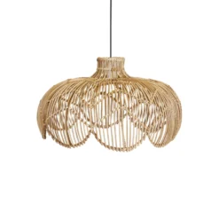 Außenhängeleuchte Belle, Rattan natur, Ø 43 cm, Stecker IP44