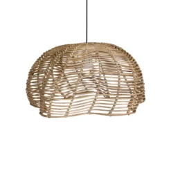 Außenhängeleuchte Mayla, Rattan natur, Ø 43 cm, Stecker IP44