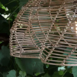 Außenhängeleuchte Mayla, Rattan natur, Ø 53 cm, Stecker IP44