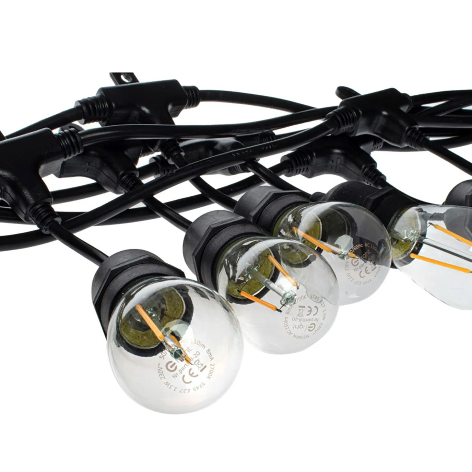 Außenlichterkette Girlanda, schwarz, IP44, 10 m, 10-flg.