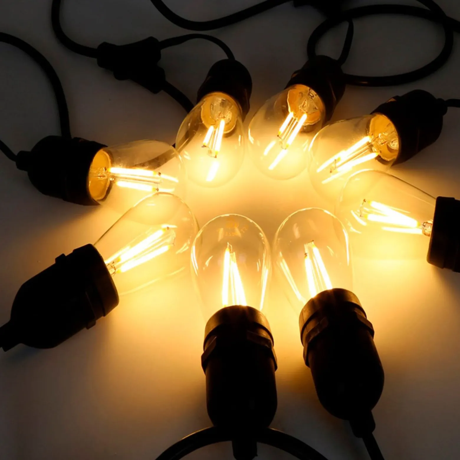 Außenlichterkette Girlanda, schwarz, IP44, 10 m, 10-flg.