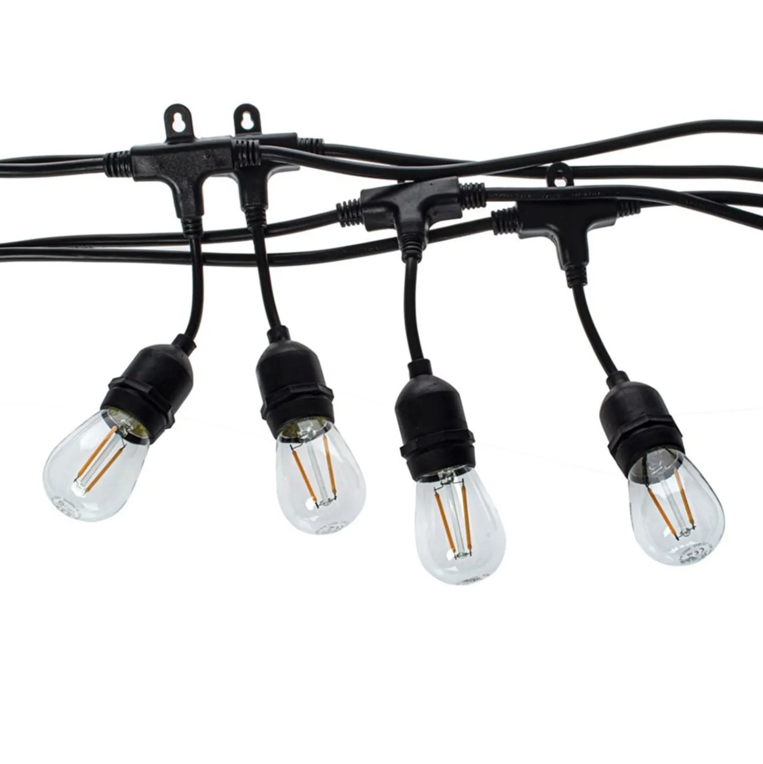 Außenlichterkette Girlanda, schwarz, IP44, 10 m, 10-flg.