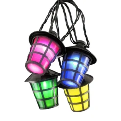 Außen-Lichterkette Lampion, 20 LED-Laternen bunt