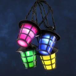 Außen-Lichterkette Lampion, 20 LED-Laternen bunt