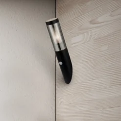 Außenwandlampe Batton, Höhe 40 cm, schwarz/rauchgrau, Sensor