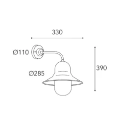 Außenwandlampe Campanula 2090 Messing antik Tiefe 33 cm IP44
