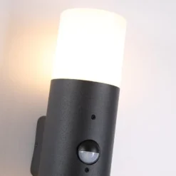 Außenwandlampe Cannes, Höhe 30 cm, schwarz/weiß 2-fl. Sensor