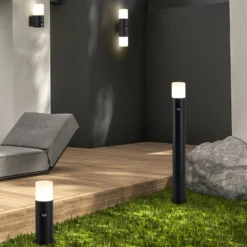 Außenwandlampe Cannes, Höhe 30 cm, schwarz/weiß 2-fl. Sensor