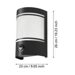 Außenwandlampe Cerno mit Bewegungsmelder, schwarz