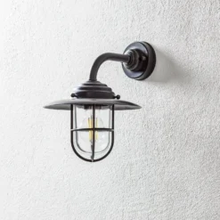 Außenwandlampe Chalet Gitter Messing brüniert klar