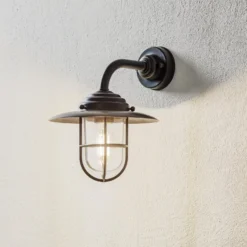 Außenwandlampe Chalet Gitter Messing brüniert klar