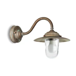 Außenwandlampe Chalet, IP44, Messing, Glas, Ausladung 38 cm