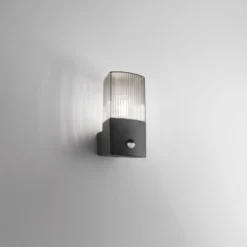 Außenwandlampe DARK, anthrazit/rauchgrau, Edelstahl, Sensor