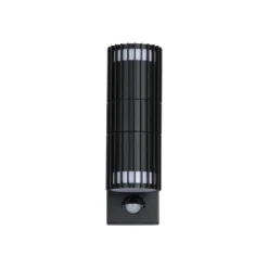 Außenwandlampe Detroit, schwarz, Höhe 22 cm, Sensor, 2-flg.