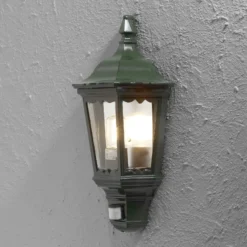 Außenwandlampe Firenze Halbschale, Sensor, grün