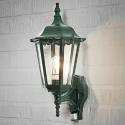 Außenwandlampe Firenze m. Sensor, stehend, grün