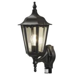 Außenwandlampe Firenze m. Sensor, stehend, schwarz