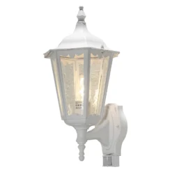 Außenwandlampe Firenze m. Sensor, stehend, weiß