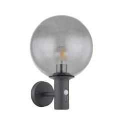 Außenwandlampe Hedwig, anthrazit/rauch, Sensor, IP44, E27
