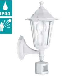 Außenwandlampe Laterna 5, weiß, Höhe 36 cm, Metall, Sensor
