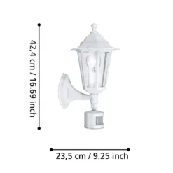 Außenwandlampe Laterna 5, weiß, Höhe 36 cm, Metall, Sensor