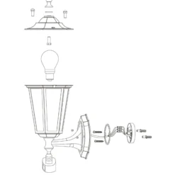 Außenwandlampe Laterna 5, weiß, Höhe 36 cm, Metall, Sensor