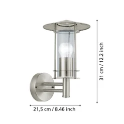Außenwandlampe Lisio, edelstahlfarben, Höhe 30 cm, Edelstahl