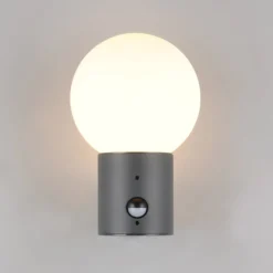 Außenwandlampe Mures, anthrazit, Höhe 28 cm, Metall, Sensor