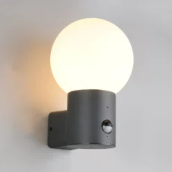 Außenwandlampe Mures, anthrazit, Höhe 28 cm, Metall, Sensor