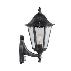 Außenwandlampe Navedo, schwarz/silber, Höhe 42 cm, Sensor