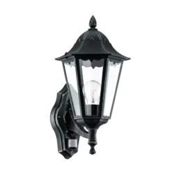 Außenwandlampe Navedo, schwarz/silber, Höhe 42 cm, Sensor